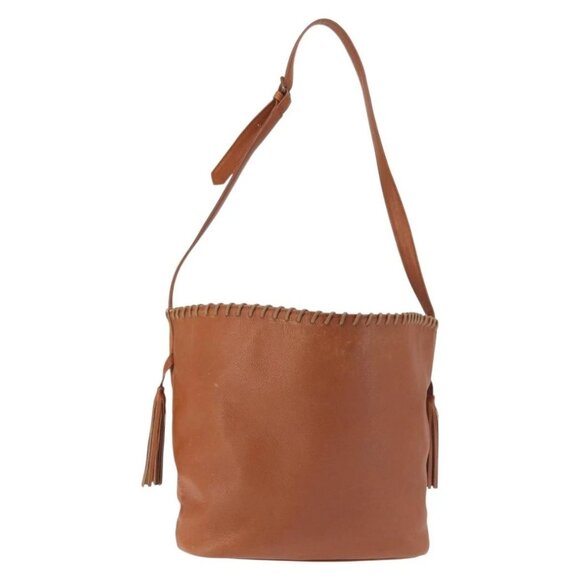 SAINT LAURENT Shoulder Bag Leather Brown Gold Auth SW1562 - Picture 1 of 16